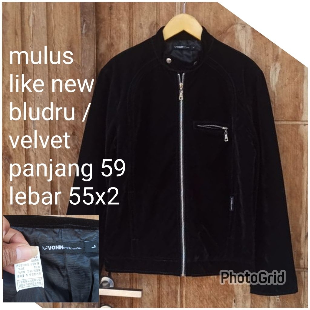 jaket work kerja casual Harrington velvet bludru vonin racing motor