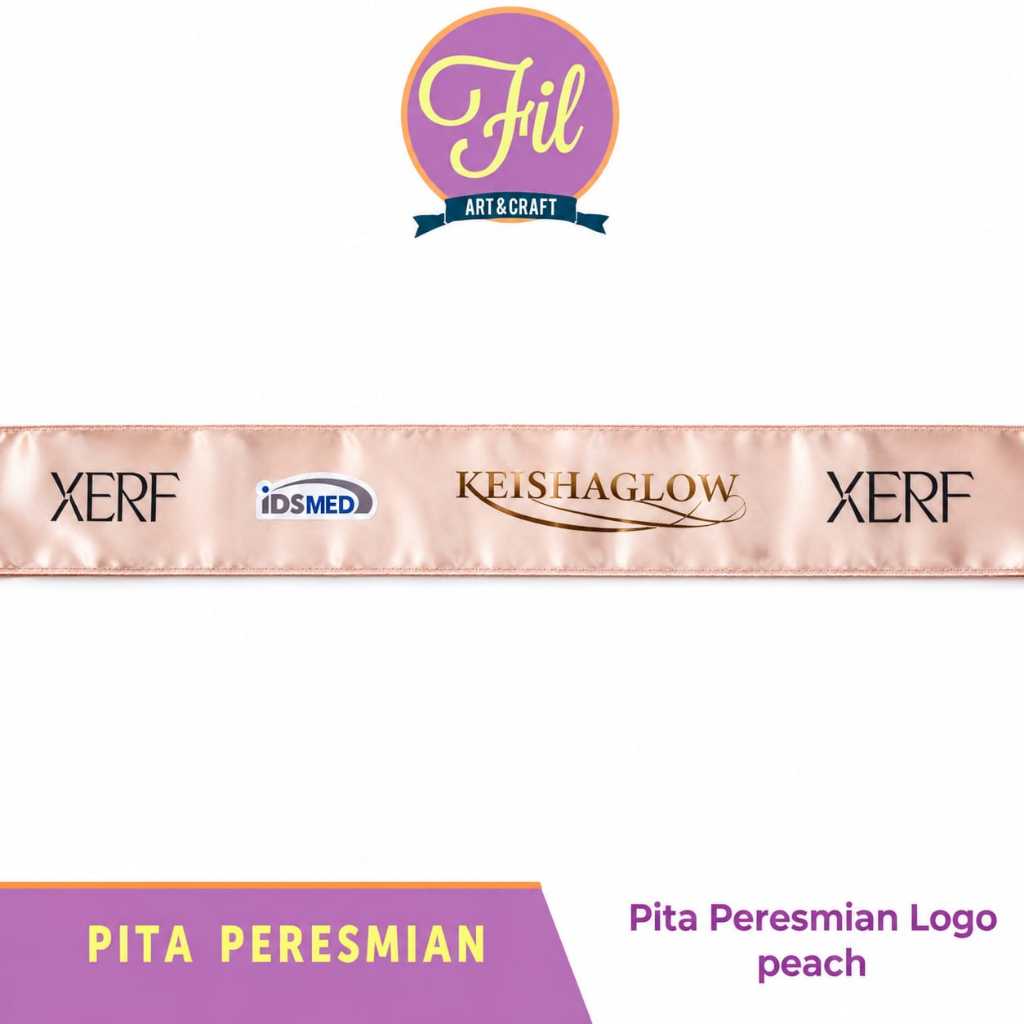 Pita Peresmian / Pita Logo / Gunting Pita / Grand Opening / Pita Satin Kain peach