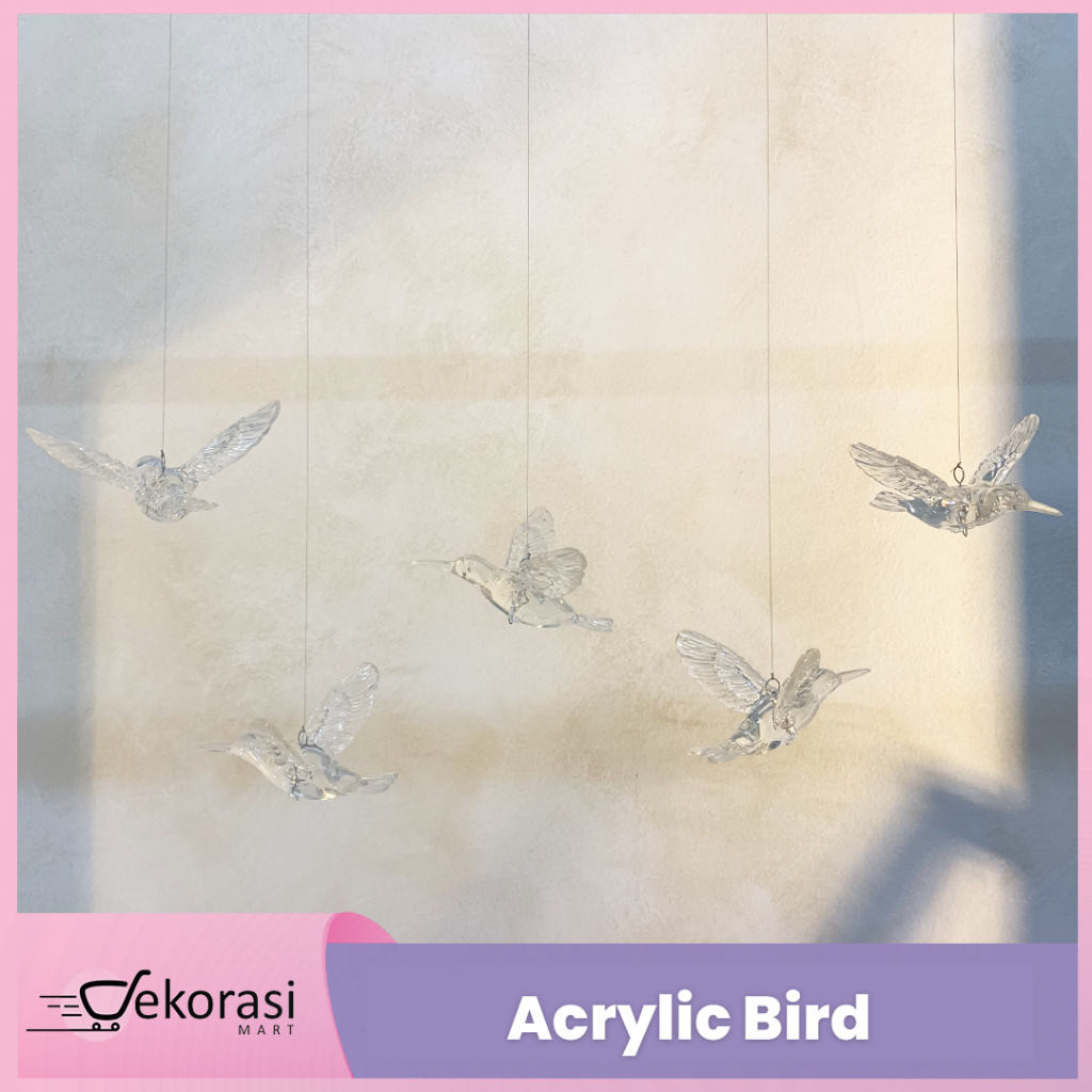Acrylic Bird/ Burung Akrilik/hiasan akrilik/perlengkapan dekorasi/hiasan gantung/hiasan burung