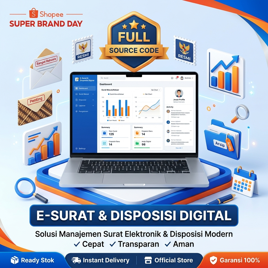 Aplikasi Manajemen Surat Masuk Surat Keluar & Disposisi Web - Full Source Code Siap Pakai