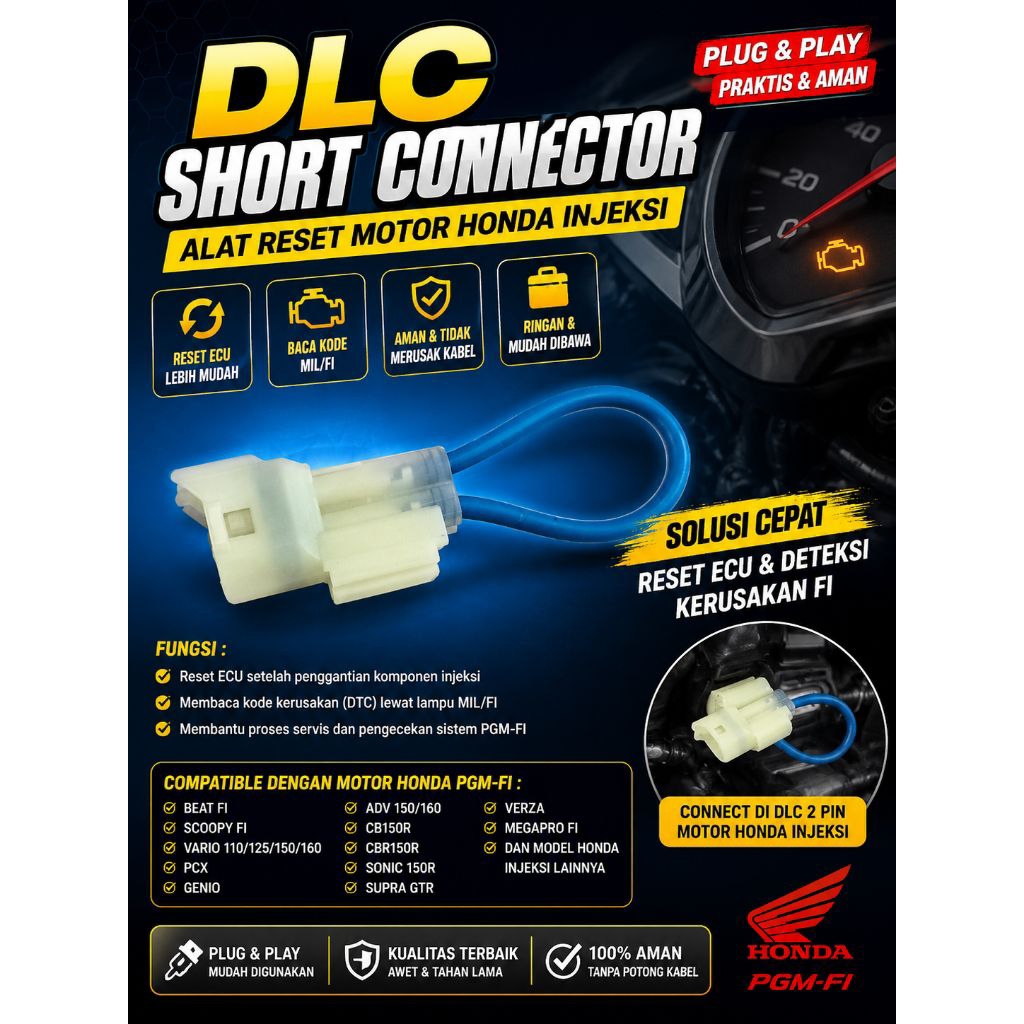 DLC short connector alat reset motor Honda injeksi