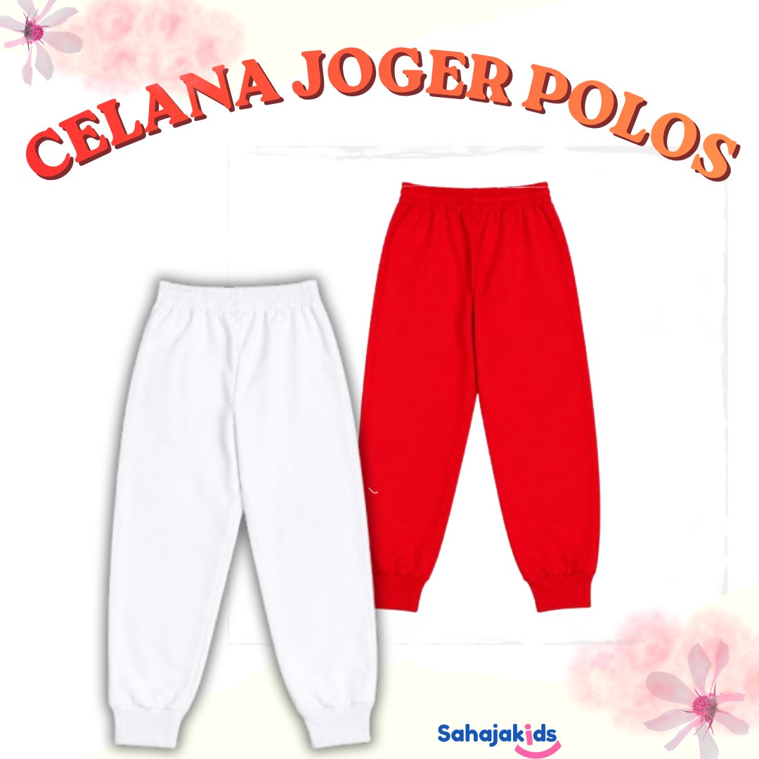 Celana Training Anak Laki-Laki Anak Perempuan Usia 1-12 Tahun Celana Jogger Anak Merah Putih Joger P