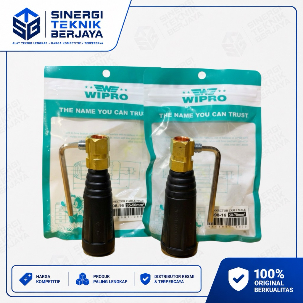 Wipro Connector Cable Male 35–50 mm² / 50–70 mm² – Konektor Kabel Las Male Socket