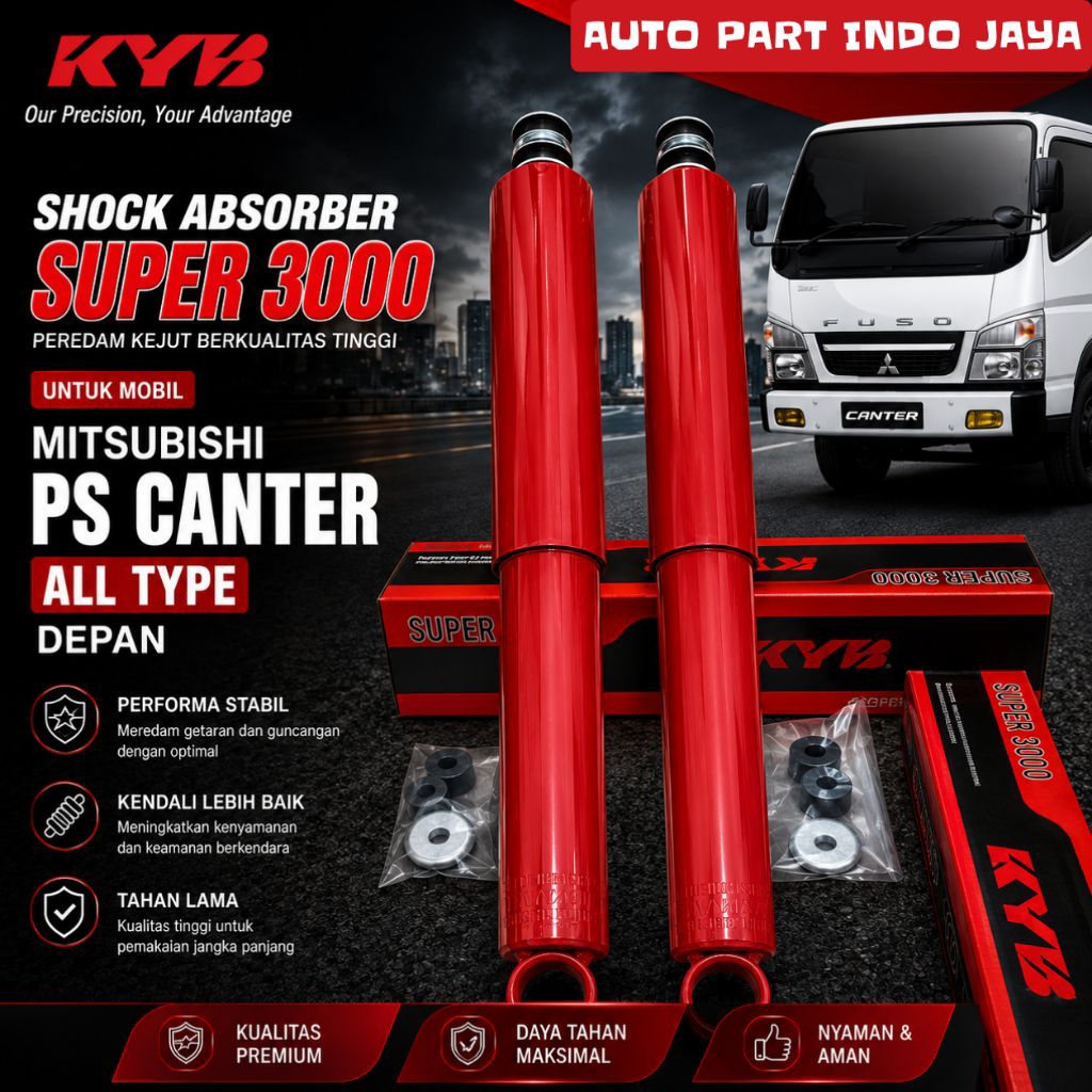 SHOCKBREAKER DEPAN PS CANTER ALL TYPE KYB SUPER3000  MERAH TABUNG BESAR ASLI
