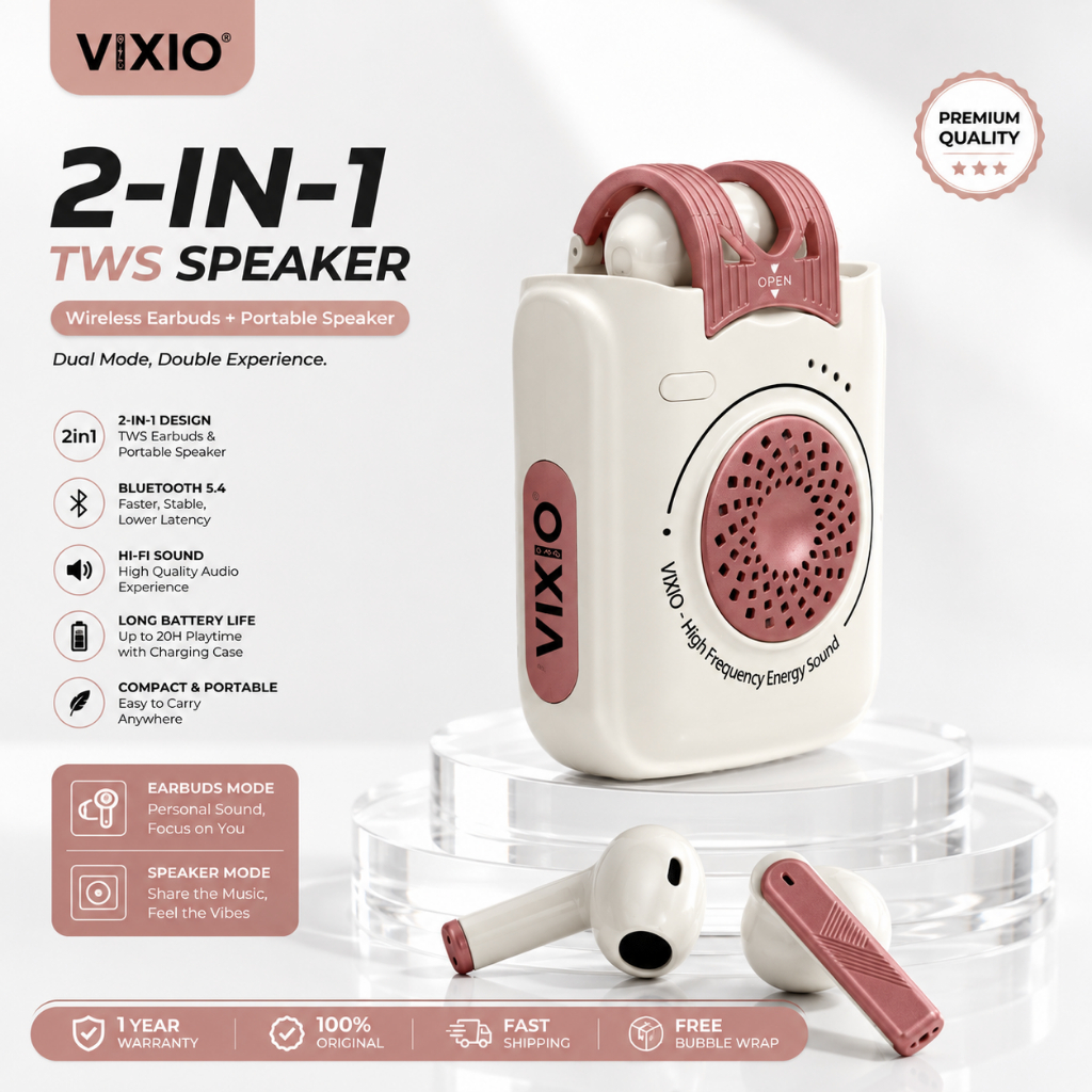 [COD] VIXIO GM500 TWS SPEAKER , Headset Bluetooth Bisa Speaker , Bass Boosted Wireless Bluetooh 5.4