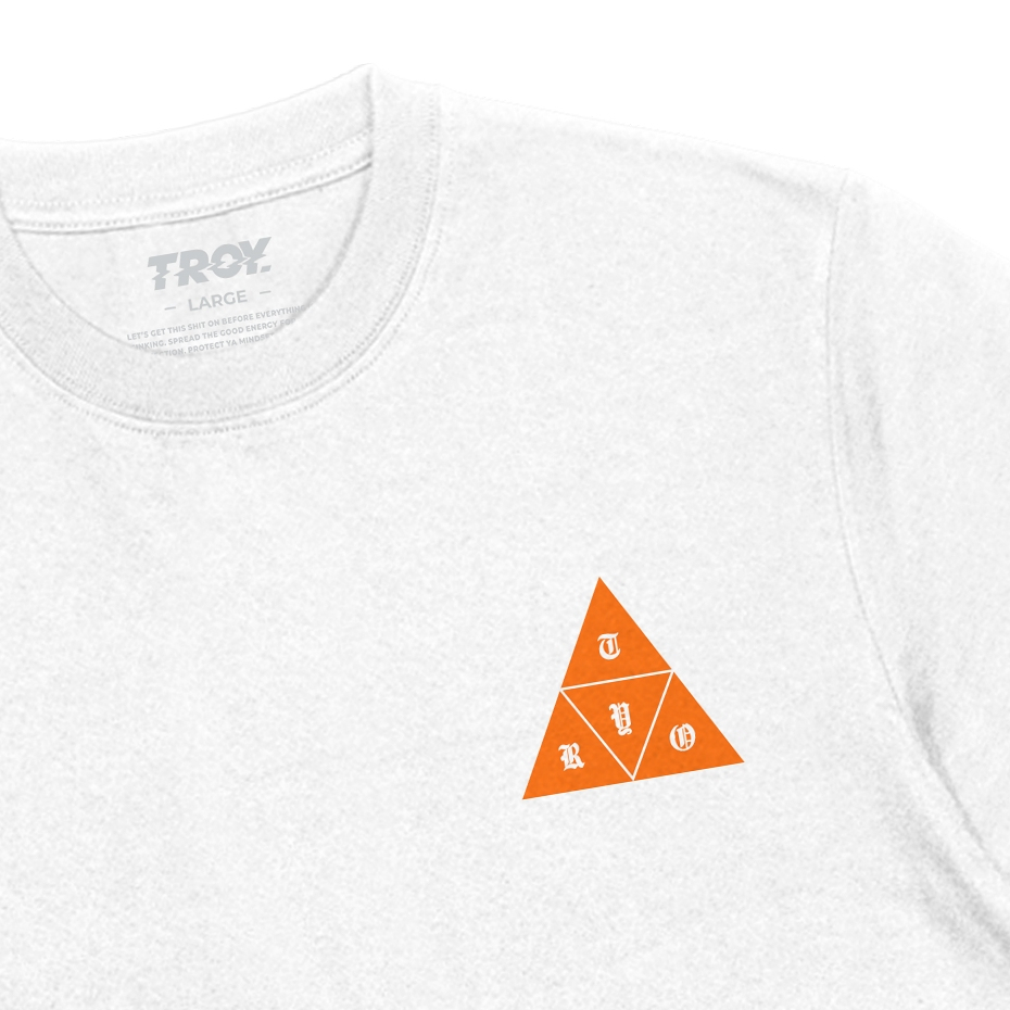 Troy Company T-Shirt White Sacred Geometry - Kaos Pria Lengan Pendek Putih MTD 3666