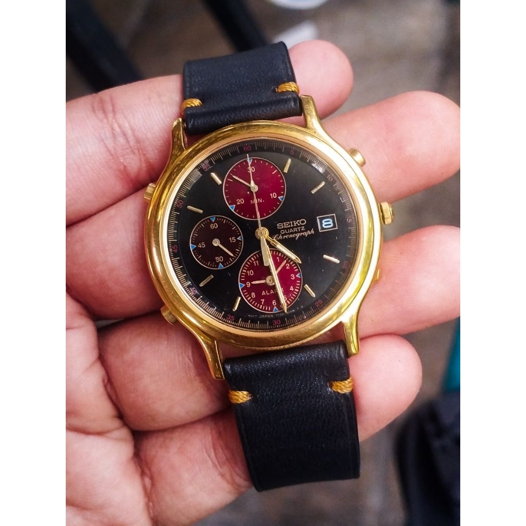 VINTAGE - Jam Tangan Formal SEIKO Chronograph - Tahun 90an - 7T32