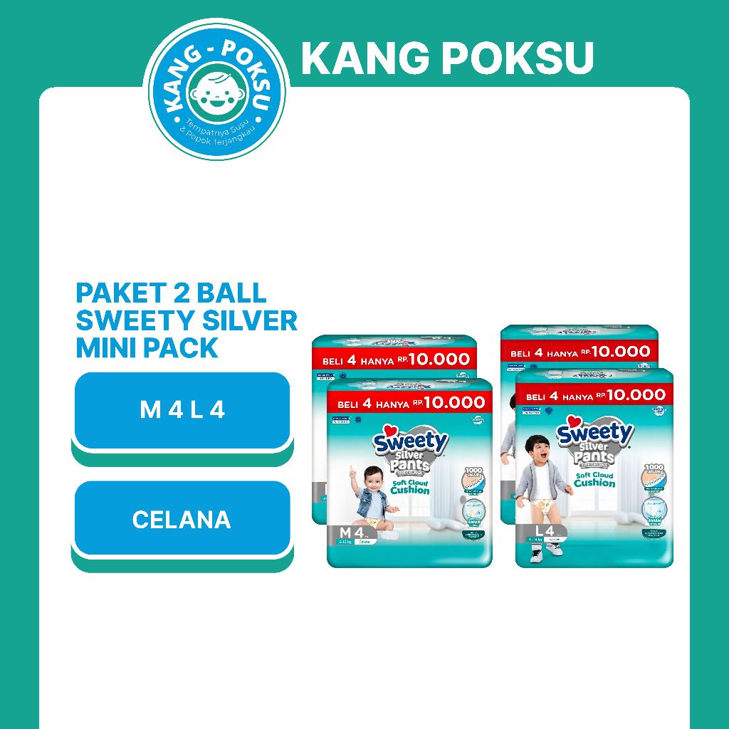 SWEETY SILVER PAKET 2 BALL PANTS M4 L4 POPOK CELANA ANAK MINI PACK M 4 L 4 KEMASAN MINI KPS PPKS