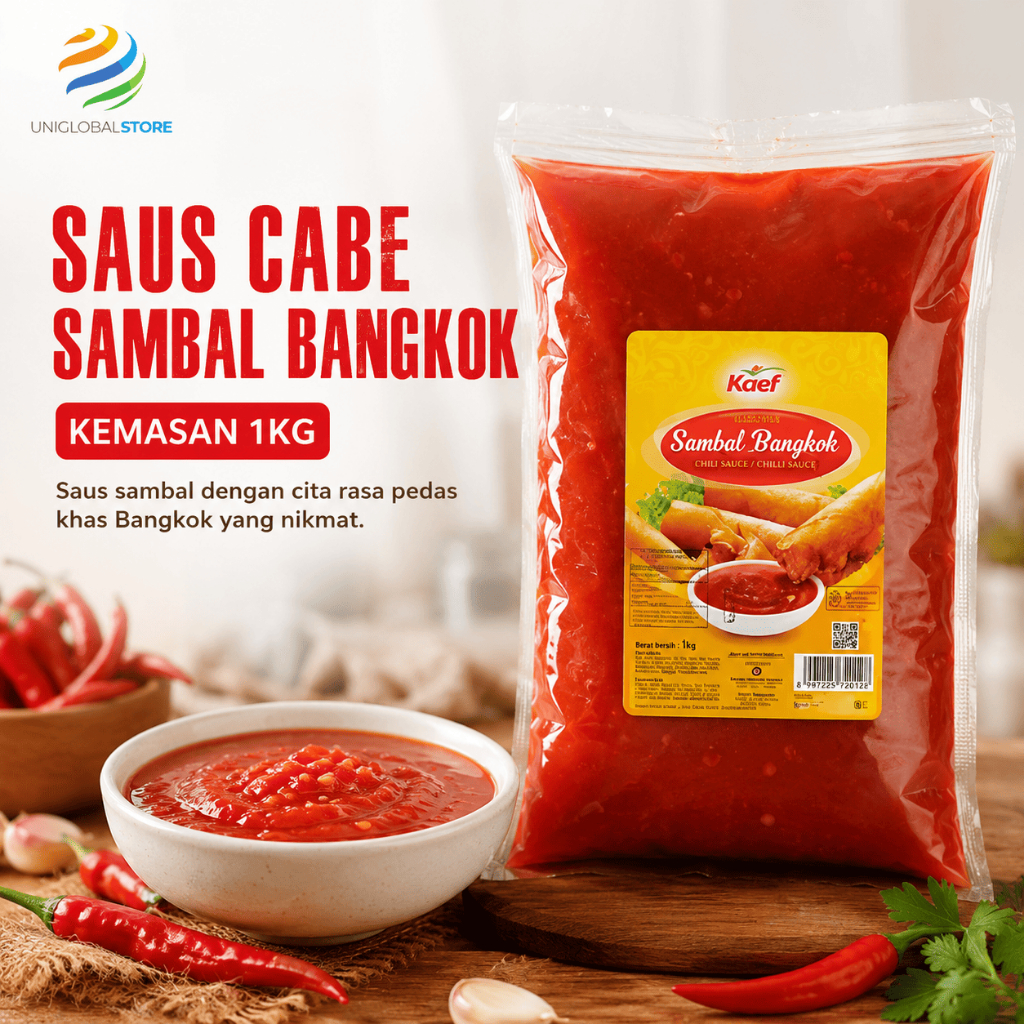 Kaef Saus Cabe Sambal Bangkok 1Kg | Thai Chili Sauce Pedas Manis | Saus Cocol Ayam Goreng Lumpia Ken