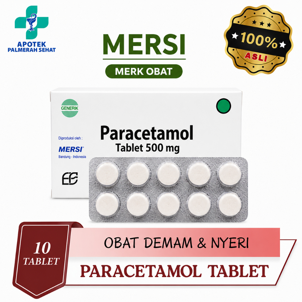 Paracetamol Tablet 500mg 10 Tablet Generik Obat Demam & Nyeri MERSI Indonesia