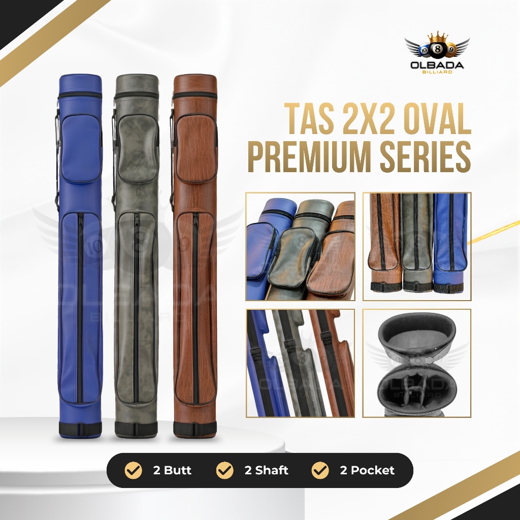 Tas Billiard 2X2 Oval Premium Series 2 Butt 2 Shaft 2 Pocket | Tas Stik Billiard | Tas Billiar