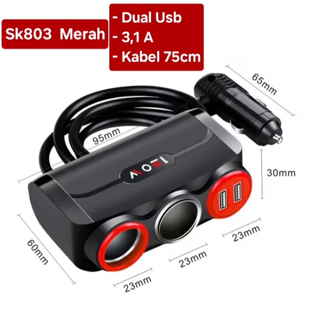 Socket Lighter Car Extension Adapter 120w Universal 803