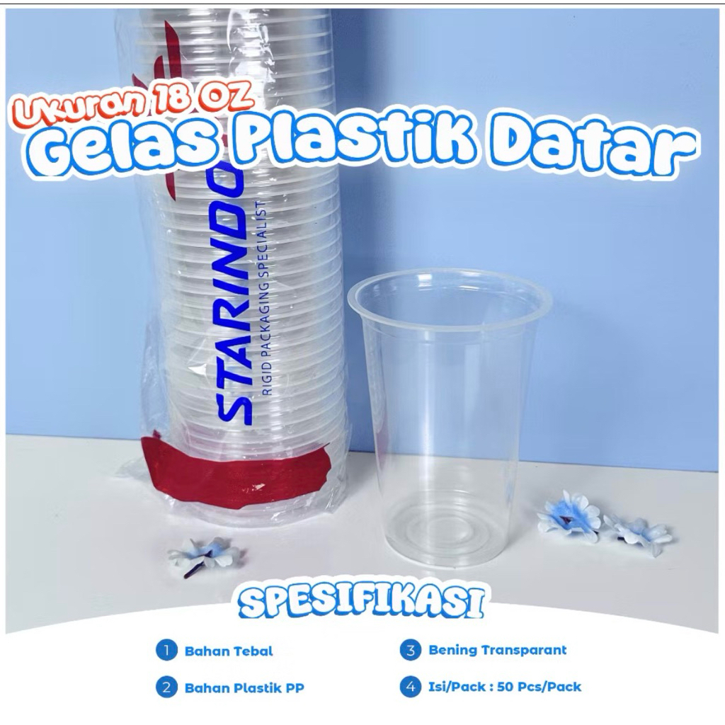 Gelas Tebal STARINDO 18 Oz + Tutup Strawless