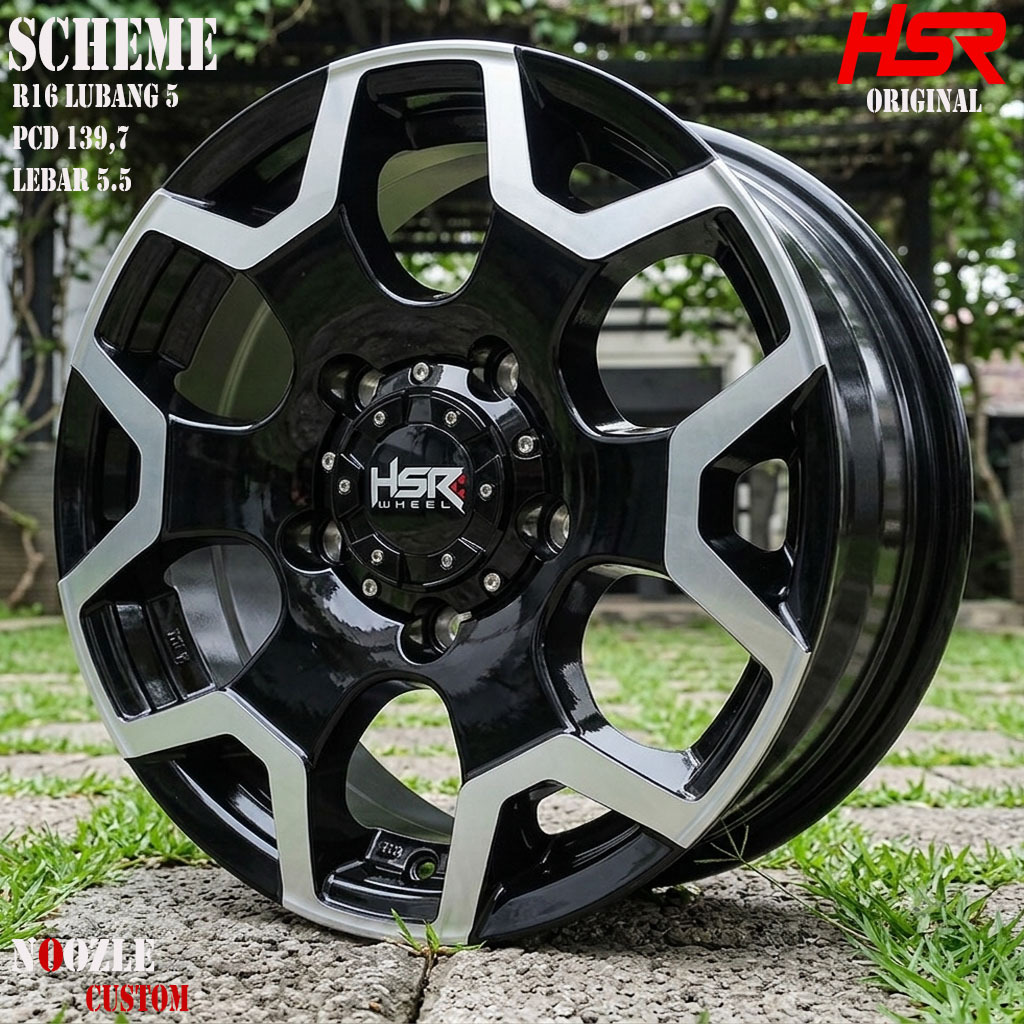 Velg HSR Wheel R16 Lubang 5 PCD 139,7 Lebar 5,5 Rata Pelek Mobil Jeep Escudo , Jimny , Taft Desain E