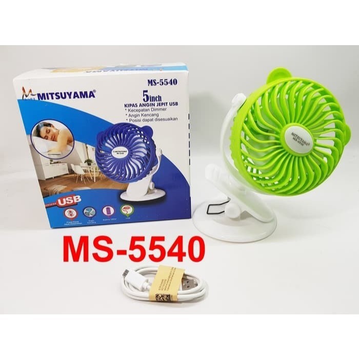AL Kipas Angin 2 in 1 Jepit USB ukuran 5" MITSUYAMA MS-5540