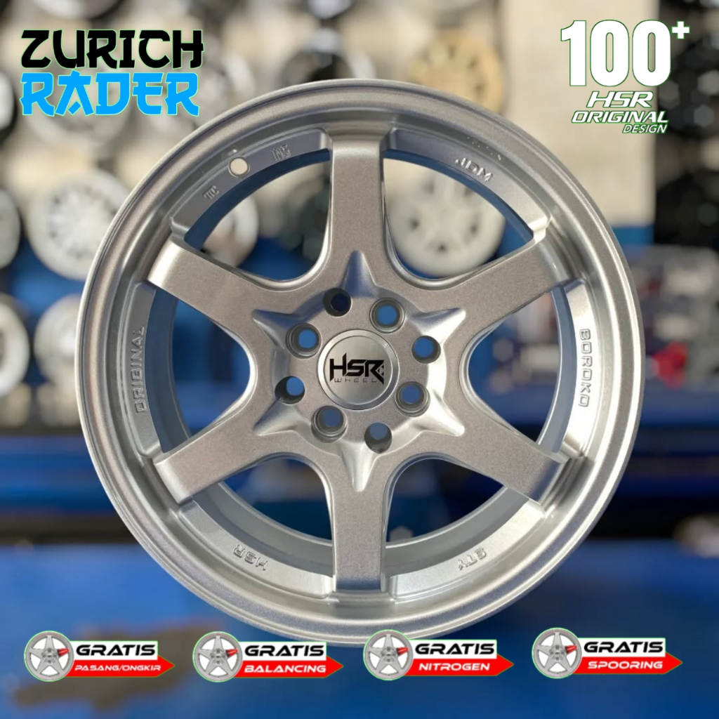 HSR WHEEL Velg Mobil Ayla Calya Sigra Ring 16 Alloy PCD 4x100 Silver TE37 R16 - Free Ongkir