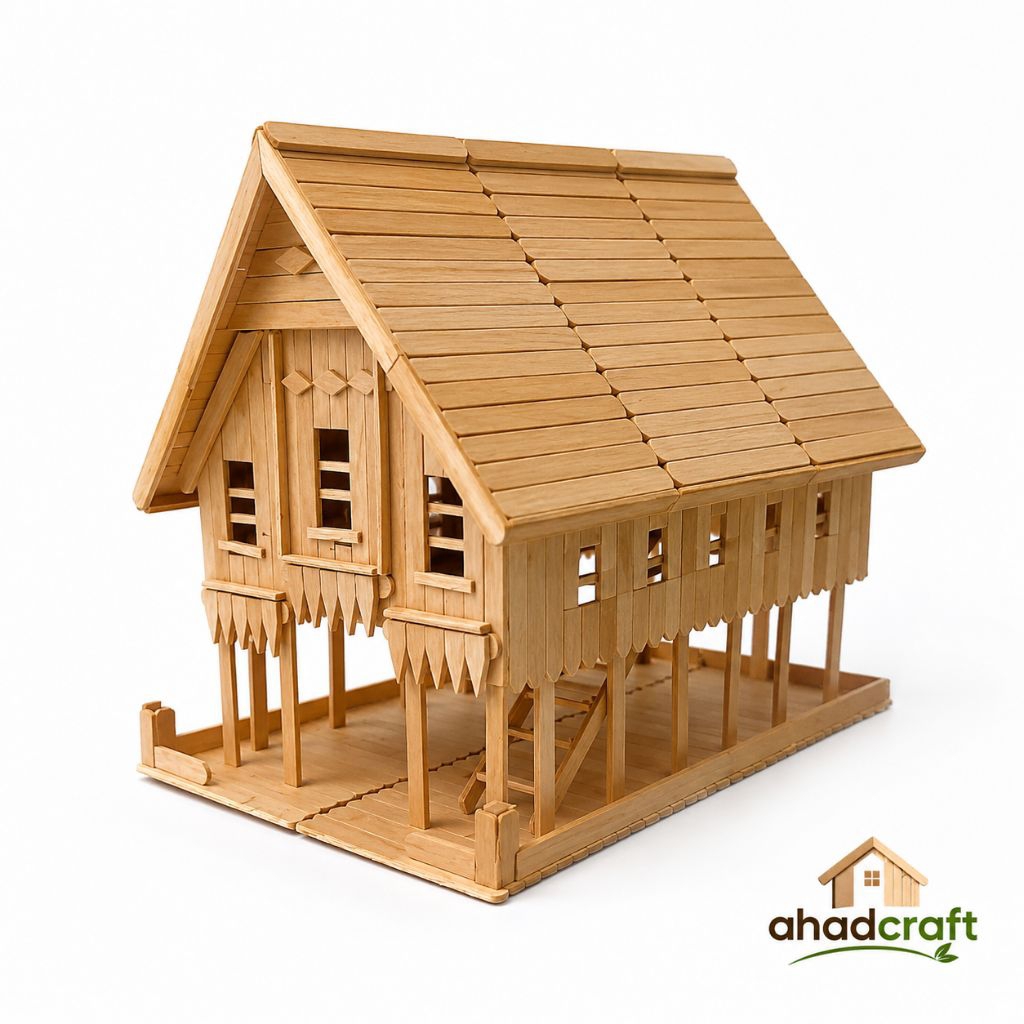 miniatur rumah adat aceh dari stik es krim
