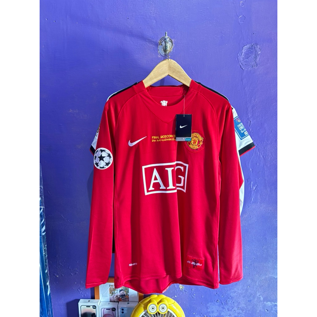 MAN UTD HOME 2007/08 LS UCL VERSION SIZE M BNWT
