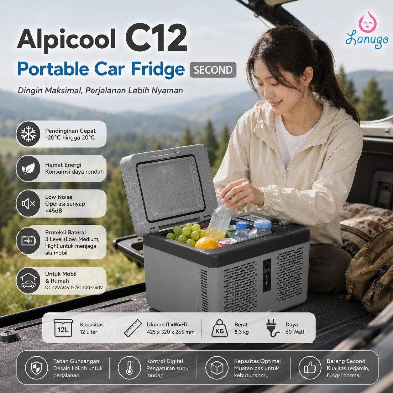 Alpicool C12 Portable Car Fridge Second