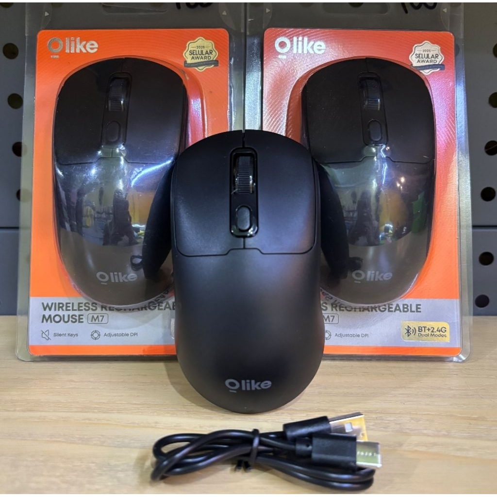 Mouse Wireless Rechargeable Olike Tanpa Kabel Charge Bluetooth Dongle