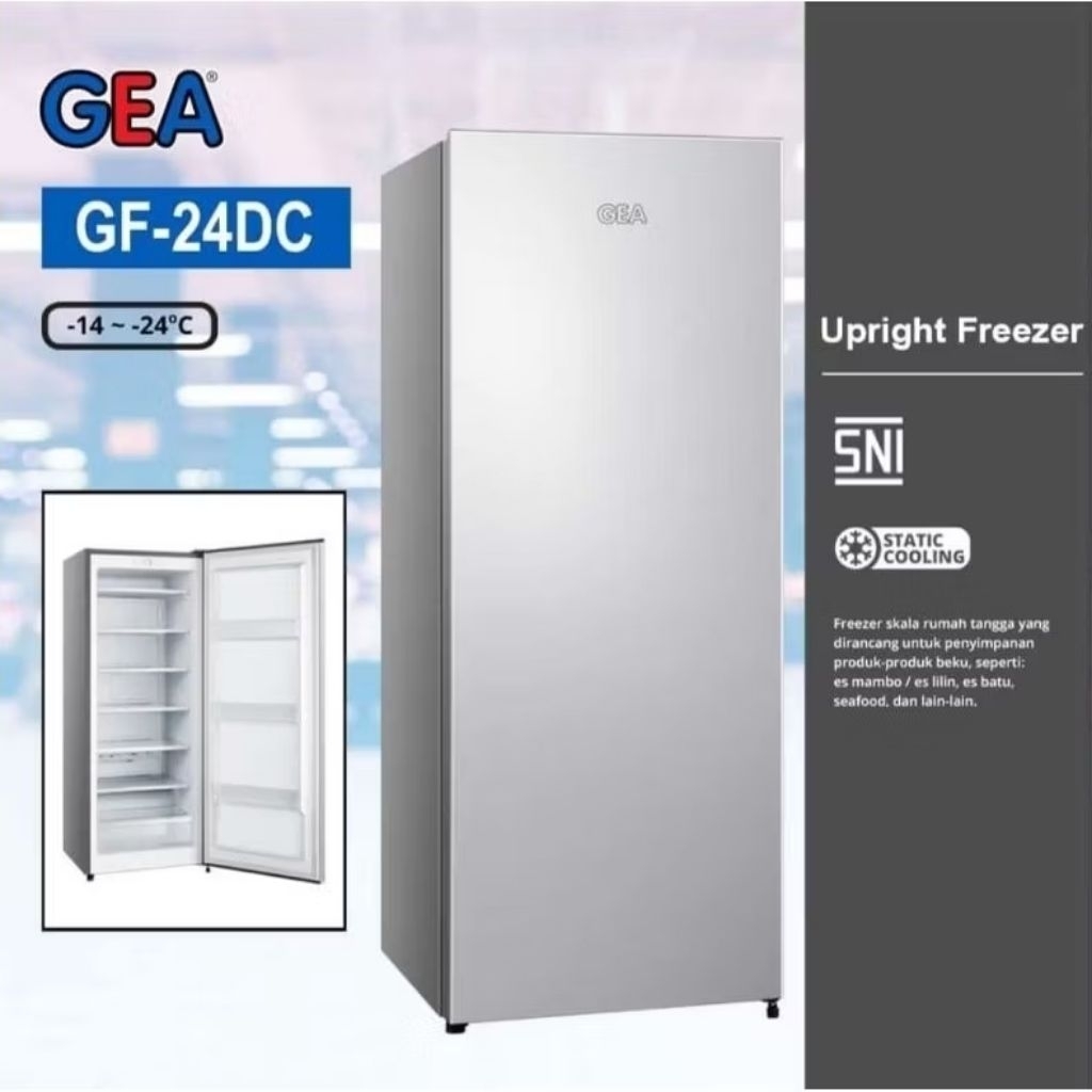 UPRIGHT FREEZER GEA 189 Liter Kulkas GEA GF-24DC Double Function - No Frost - Garansi Resmi