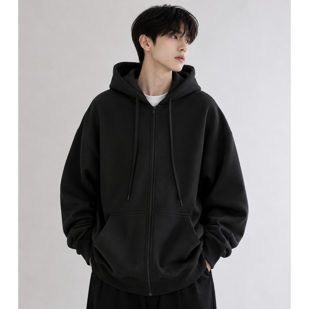 FENJACK Hoodie Zipper Polos Size M-XXL - unisex Pria & Wanita