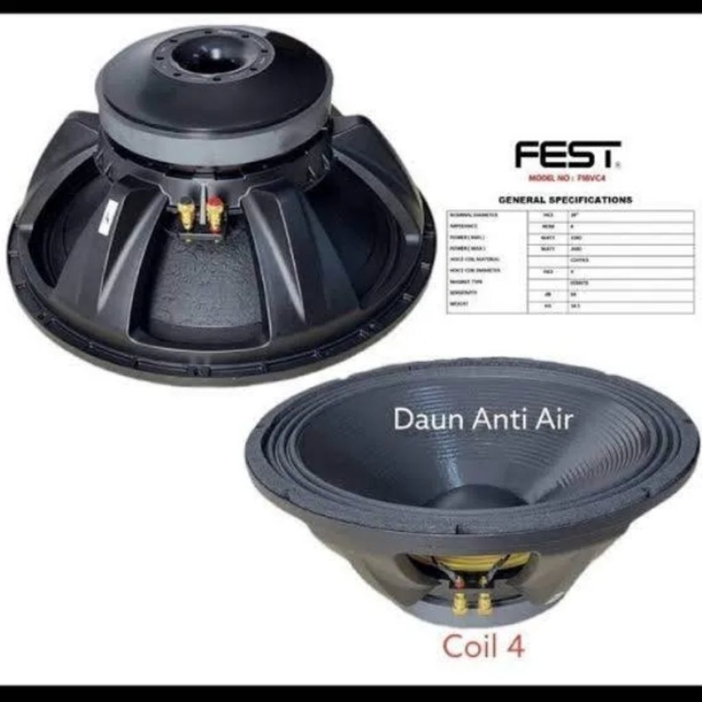 SPEAKER COMPONENT FEST 18DEF-4 SPEAKER 18 INCH VOICE COIL 4 INCH ORIGINAL FEST 18 DEF-4
