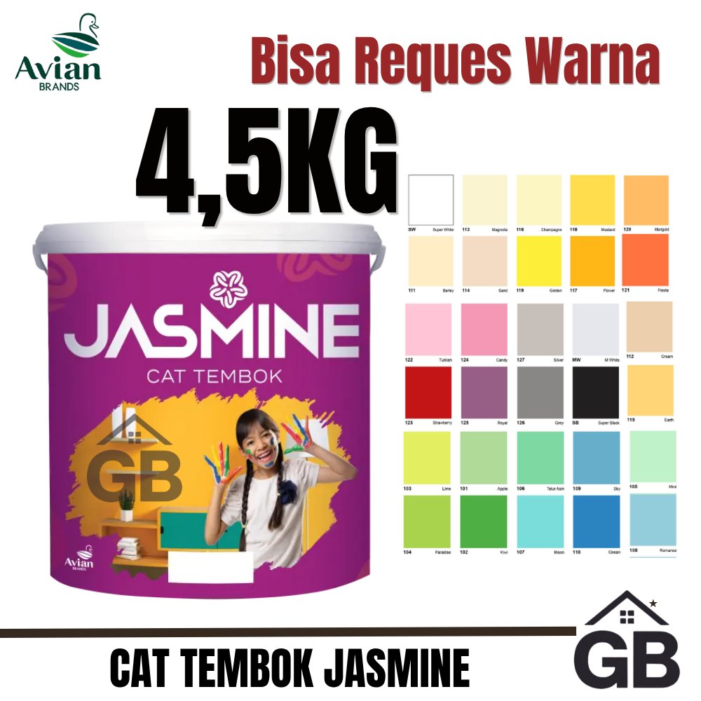 Cat Jasmine 4,5kg // Cat Tembok Avian Brands Kemasan Galon // Cat Tembok Ekonomis Berbahan Dasar Akr
