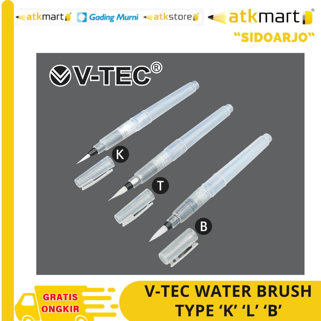 V-TEC WATER BRUSH PEN | KUAS AIR ISI ULANG | BRUSH PEN UNTUK WATERCOLOR, CAT AIR & KALIGRAFI