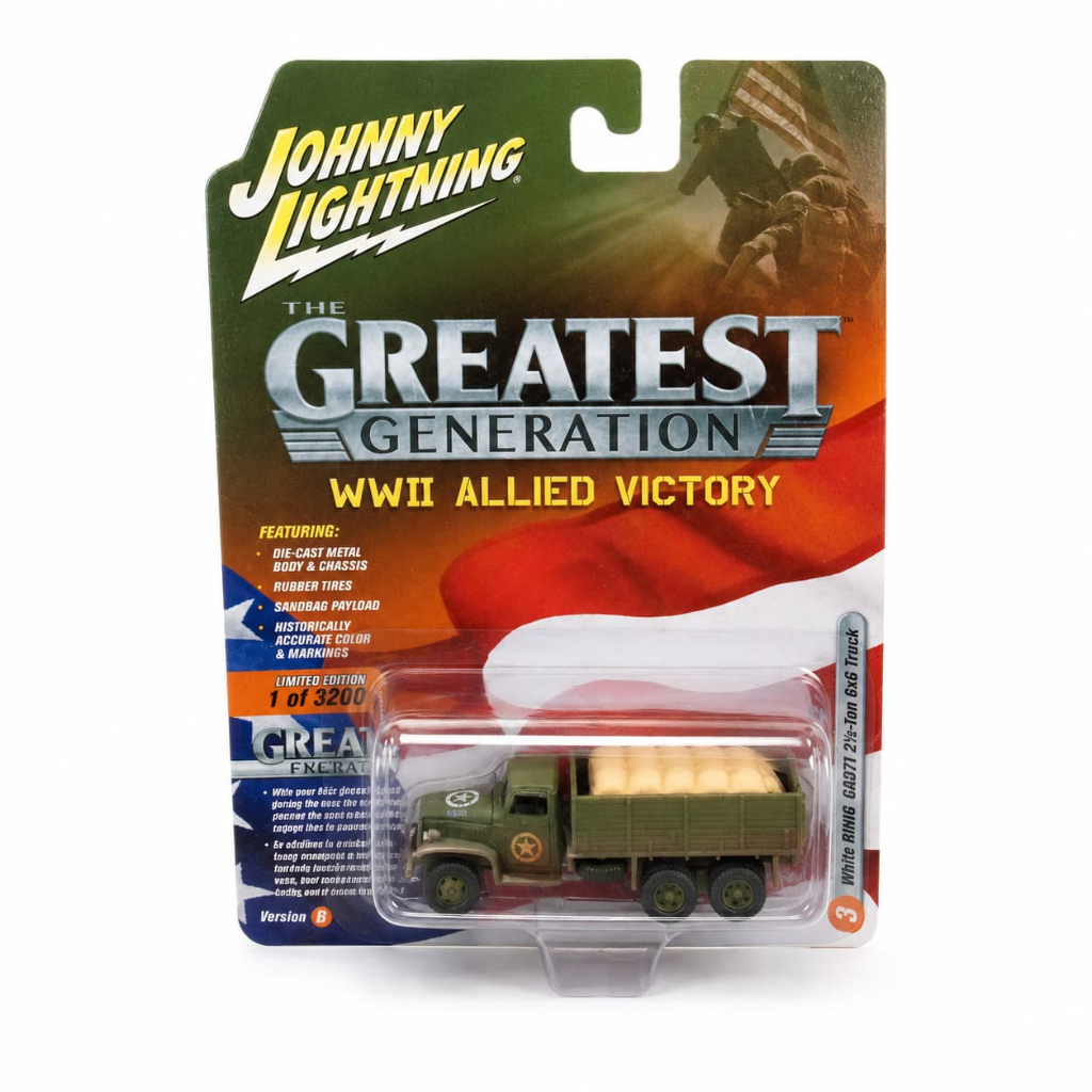 Johnny Lightning The Greatest Generation WWII Allied Victory Model Truk Militer Hijau Limited Editio
