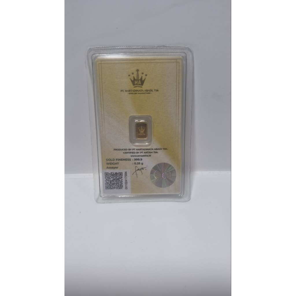 Logam Mulia Antam x Hartadinata 0.25 Gram / Micro Gold Gift Series - Thank You / Emas Mini 24K