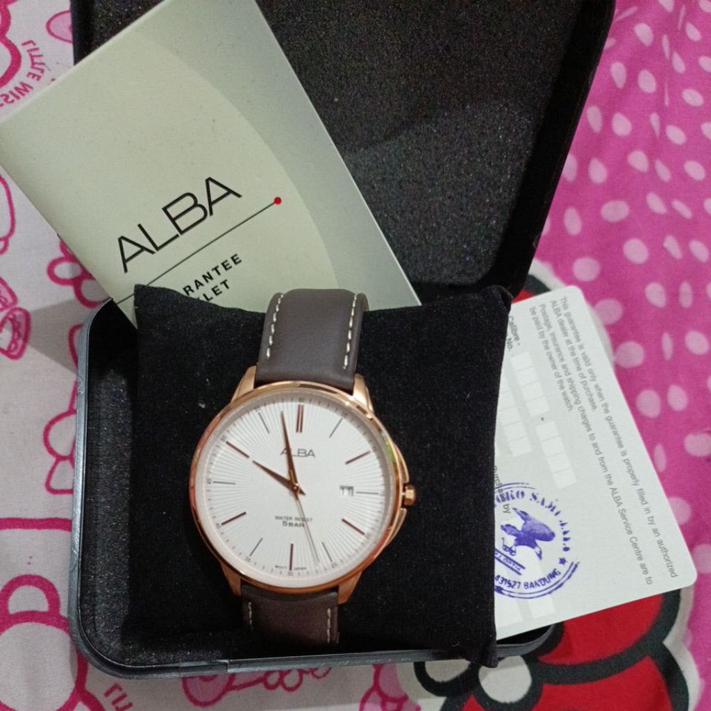 Alba AS9G36X1 Men Silver Dial Brown Leather Strap Preloved