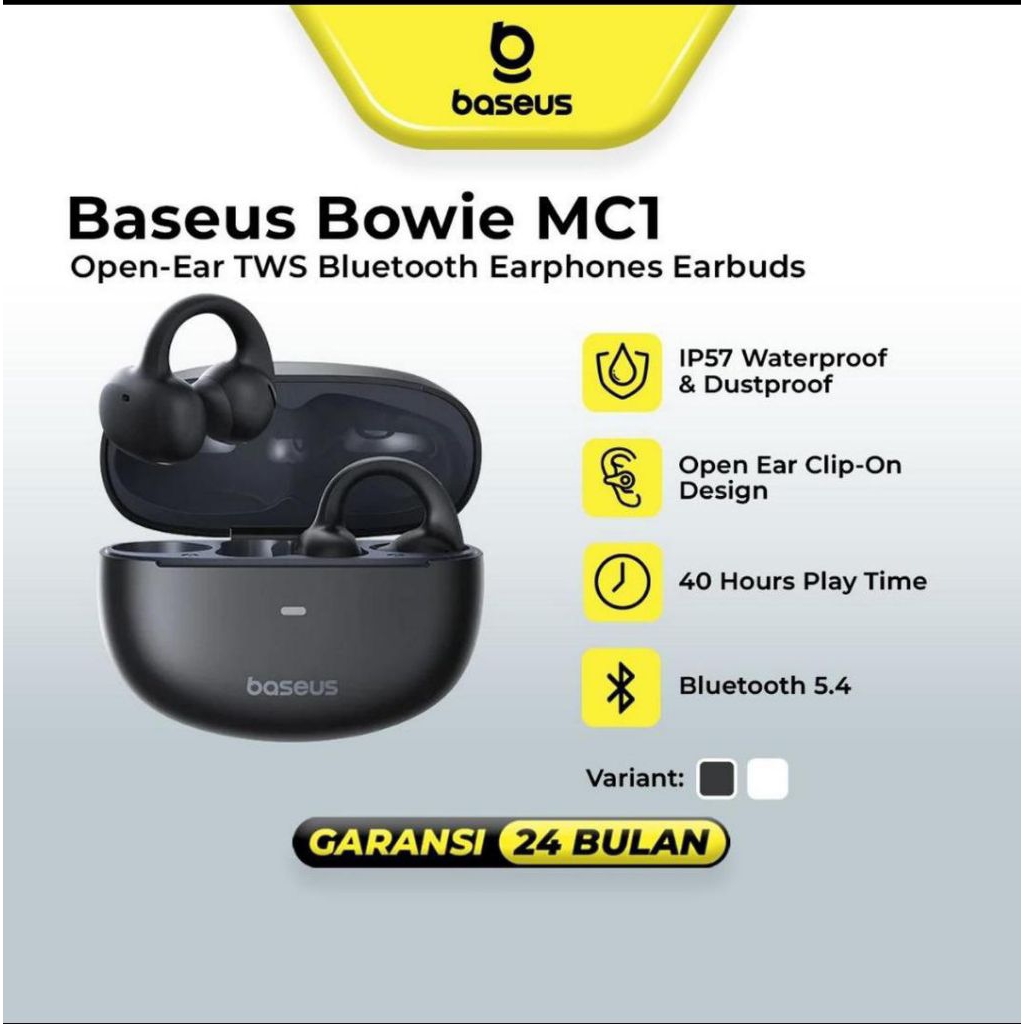 Baseus Bowie MC1 Open Ear TWS Bluetooth Earphones Earbuds - Black