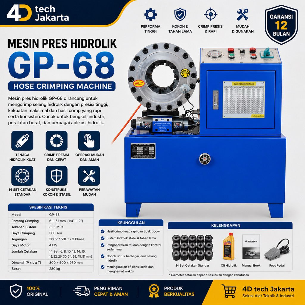 mesin pres hidrolik gp 68 / hose crimping machine