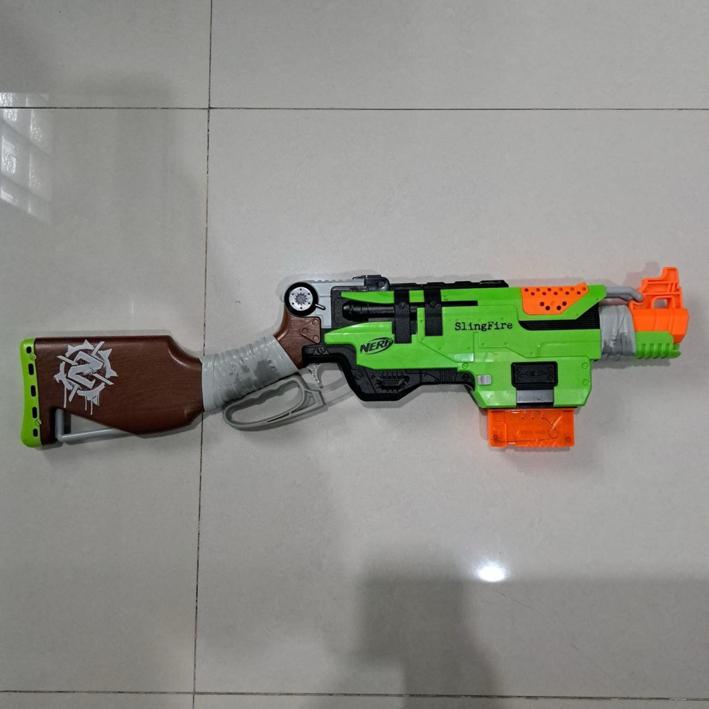 Pistol Mainan Nerf Zombie Strike SlingFire Preloved Original