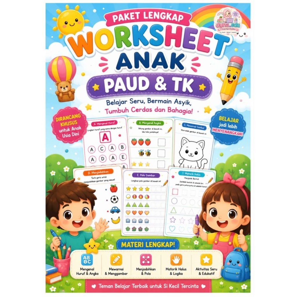 worksheet untuk paud tk