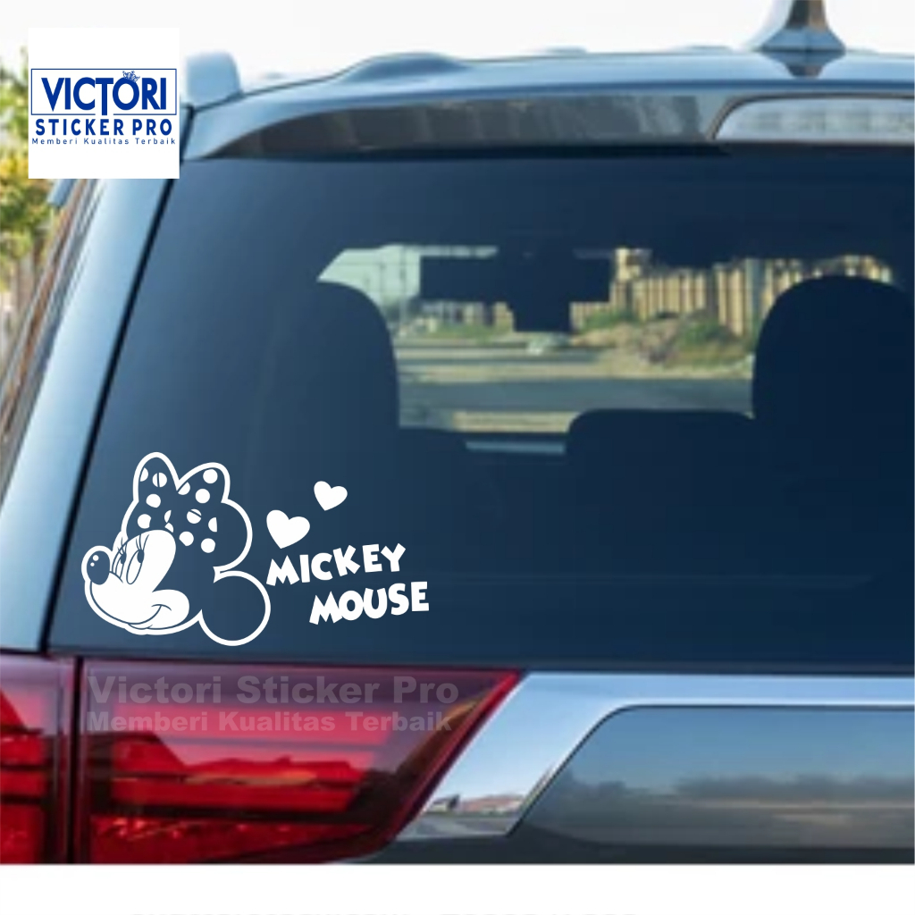 CUTTING STICKER MOBIL KACA MOBIL MINNIE MOUSE LOVE MICKEY MOUSE LUCU SAHABAT MICKEY MOUSE KEREN STIK
