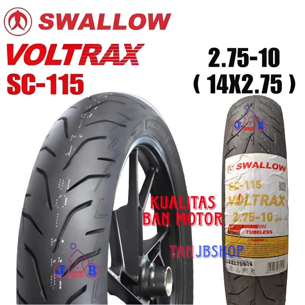 BAN LUAR SEPEDA LISTRIK 14 X 2.75 275 ( 2.75 - 10 ) TUBELESS SWALLOW VOLTRAX E BIKE SELIS 14X2.75 2.