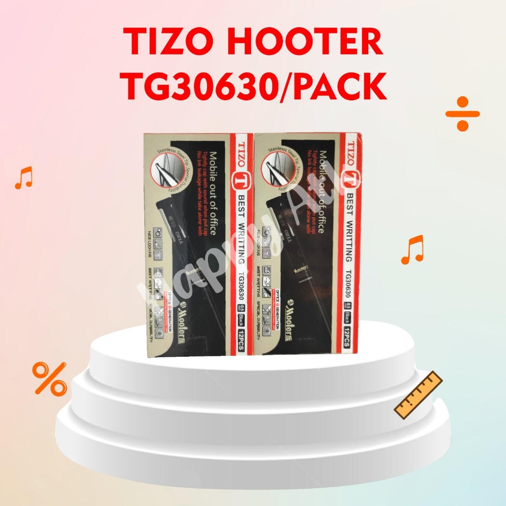 TIZO PULPEN TINTA GEL TG-30630 1BOX ISI 12PCS/Tizo Hooter TG30630 12 Pcs Black, Pulpen Stainless Ste