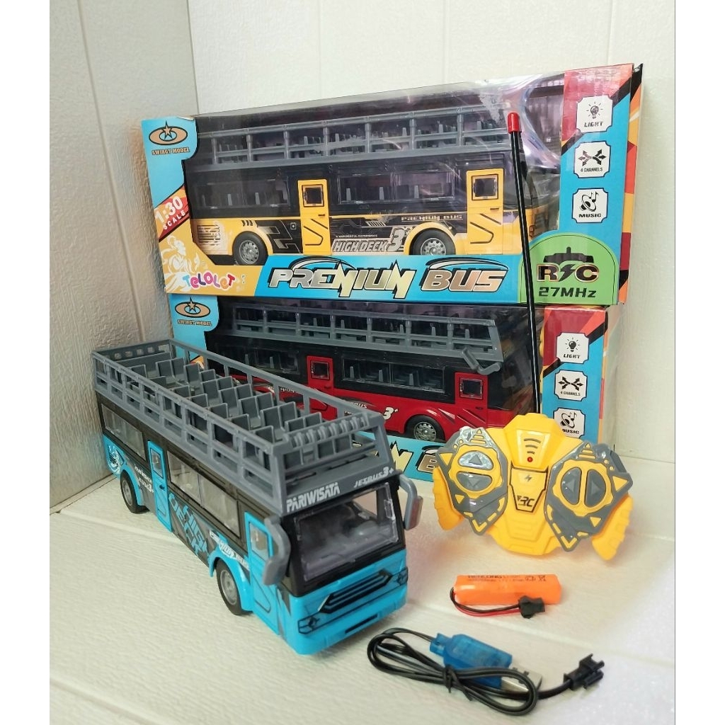 mainan bus basuri remote control rc baterai cas