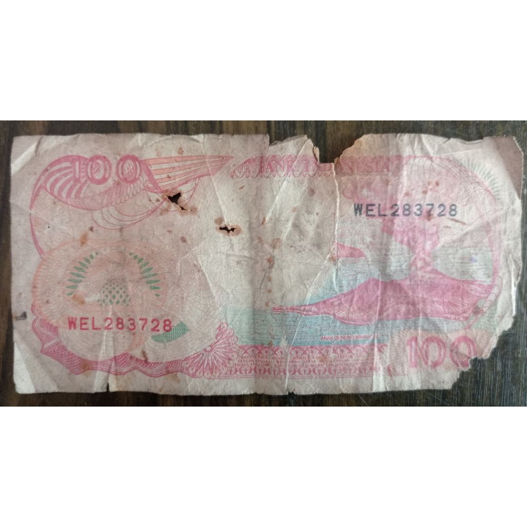 Uang Kertas NKRI 100 Rupiah Tahun 1992