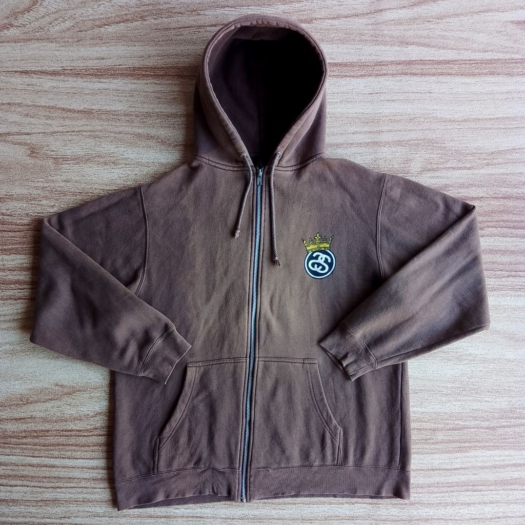 Hoodie Zipper stussy 00s brown