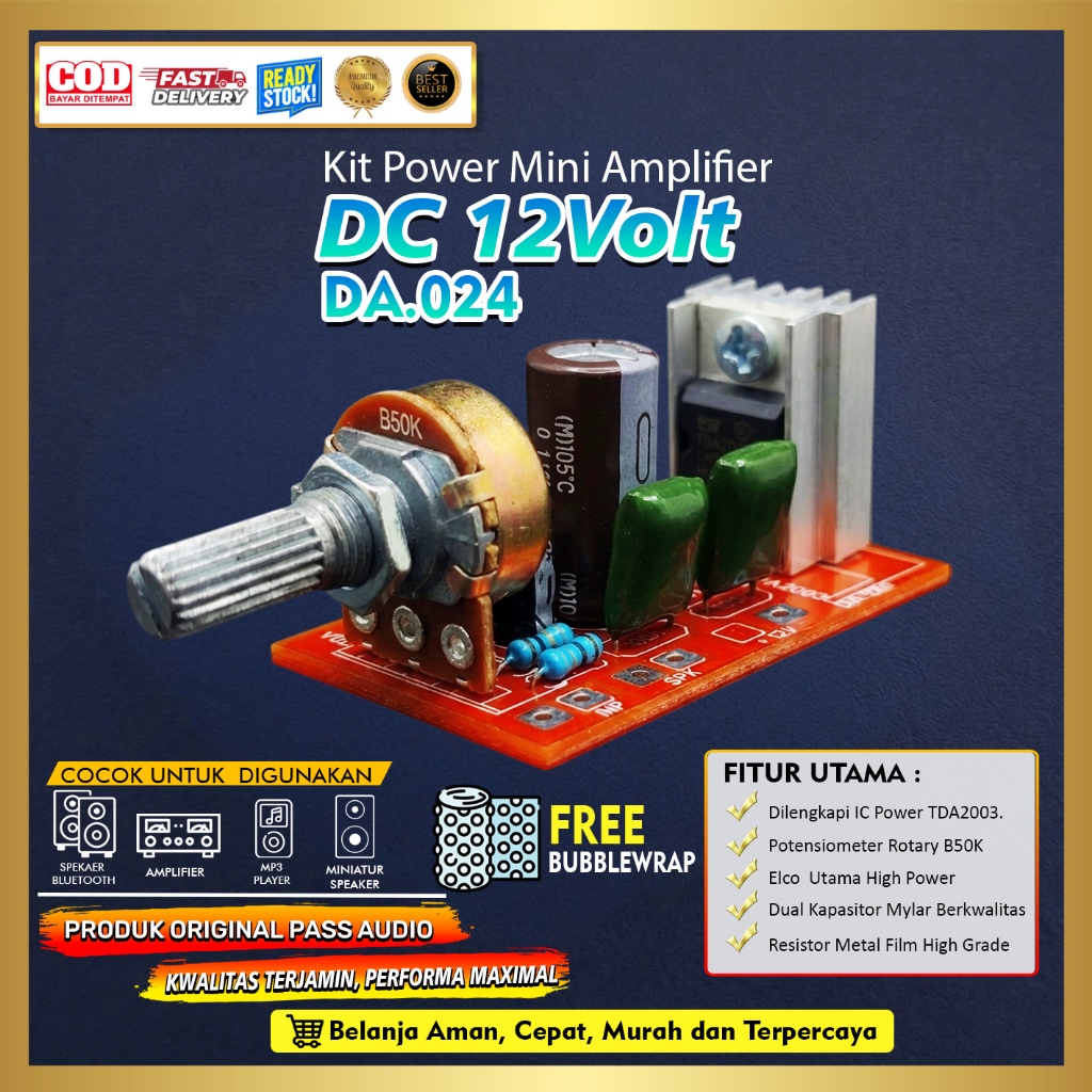 Kit Power Mini Amplifier DC 12 Volt DA.024
