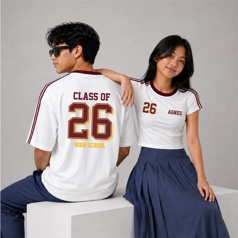 Kepstore - Kaos Ringer Baby Tee & Ringer Tee Reguler Custom High School - Kaos Custom - Cotton Combe