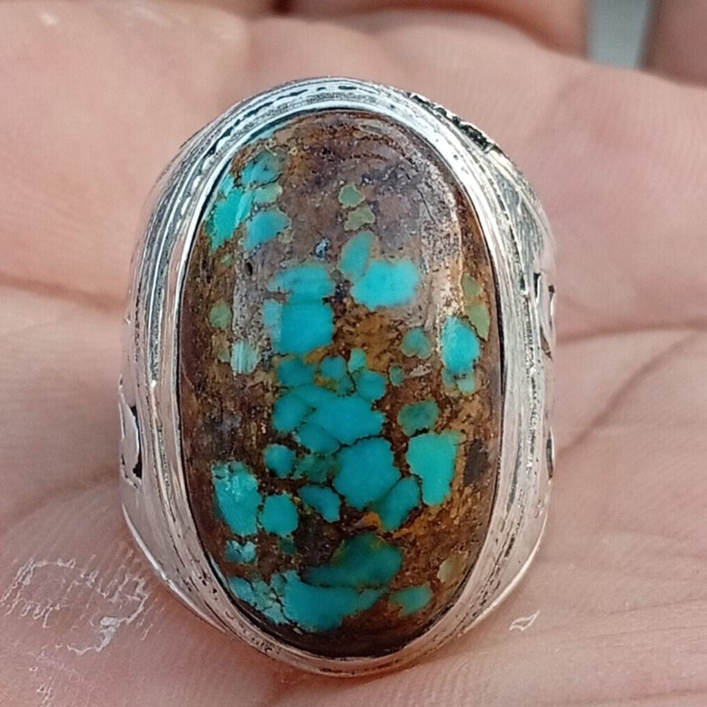 pirus Persia biru top lawasan ring perak
