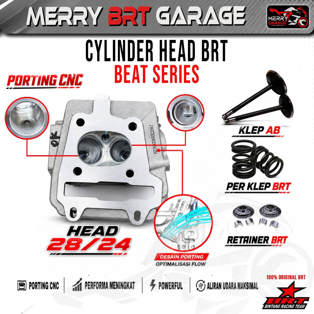 Cylinder Head BRT Beat FI Karbu 28/24 Scoopy Beat ESP Sreet Pop Vario 110 FI ESP Scoopy Spacy Karbu 