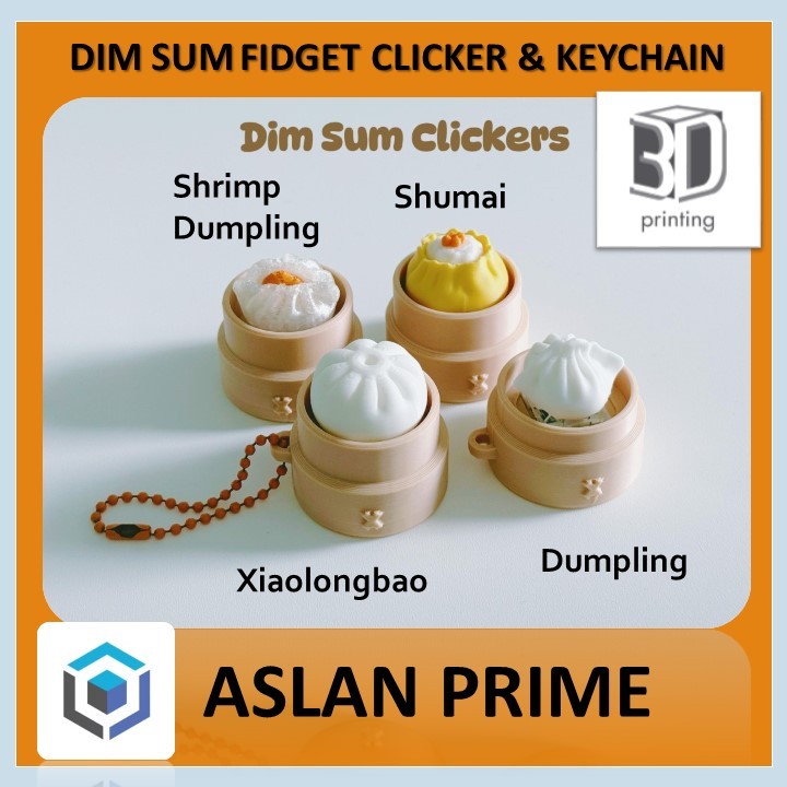 DIMSUM DIM SUM KEY CLICKER KEYCHAIN 3D Print Xiaolongbao Baozi Bao Bun Shu Mai Shumai Dumpling Shrim