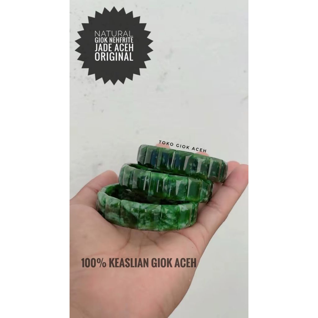 gelang giok nehfrite Jade motif army original aceh