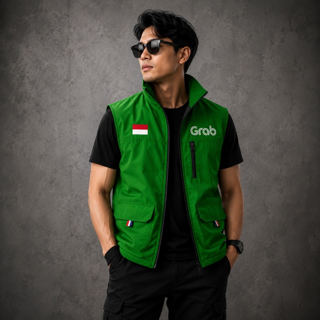 Rompi Driver Parasut, Rompi Ojol Grab INDONESIA, Rompi Kang Ojol