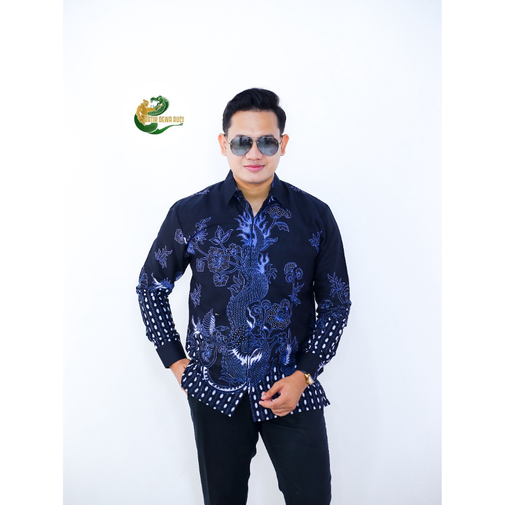 Batik Dewa Ruci Naga Biru Batik Pria Full Furing Bahan Katun Halus